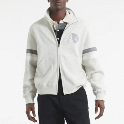 Chicago Blackhawks Leafs Heathers Gray Striped Fleece Jacket