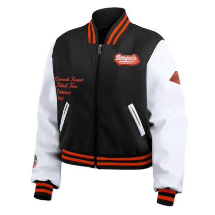 Cincinnati Bengals Black and White Varsity Jacket