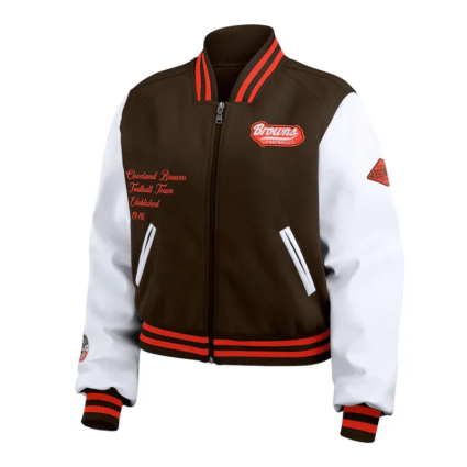 Cleveland Browns Brown and White Varsity Jacket