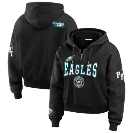 Erin Andrews Philadelphia Eagles Black Quarter Zip Hoodie