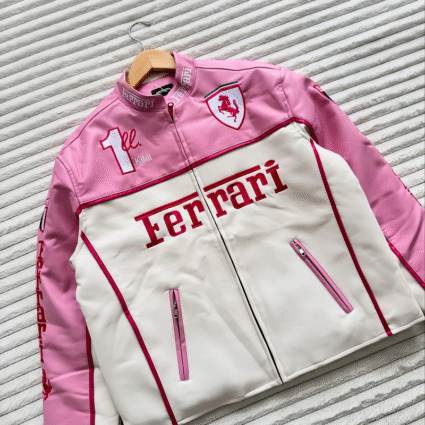 Ferrari F1 Limited Edition Pink Leather Racing Jacket