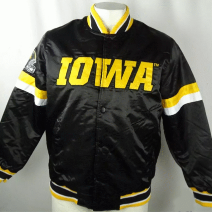 Iowa Hawkeyes Black Striped Bomber Jacket