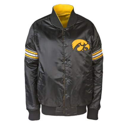 Iowa Hawkeyes Striped Black Satin Jacket