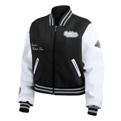 Las Vegas Raiders Black and White Varsity Jacket