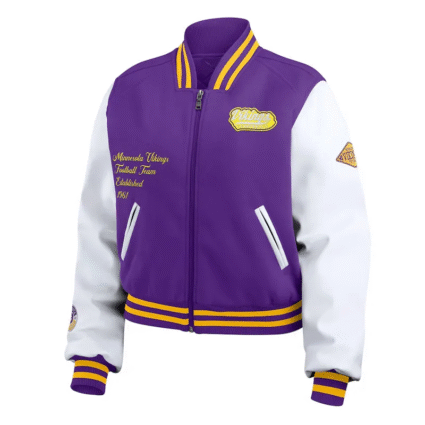 Minnesota Vikings Purple and White Varsity Jacket