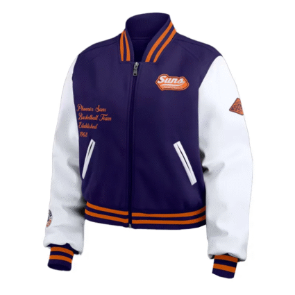 Phoenix Suns Purple and White Varsity Jacket