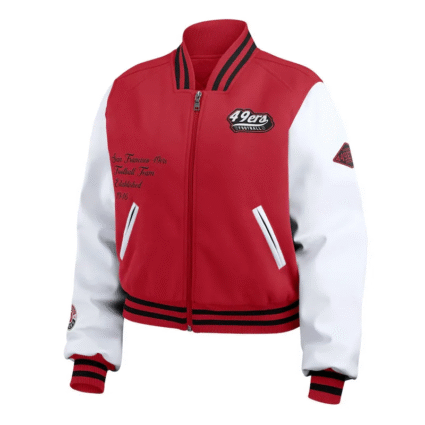 San Francisco 49ers Scarlet and White Varsity Jacket