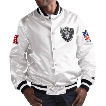 Men's White Las Vegas Raiders Full-Snap Starter Satin Jacket