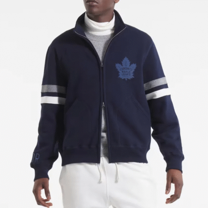 Toronto Maple Leafs Navy Striped Fleece Jacket