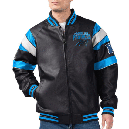 g iii Carolina Panthers Varsity Leather Jacket