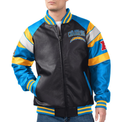 g iii Los Angeles Chargers Varsity Leather Jacket