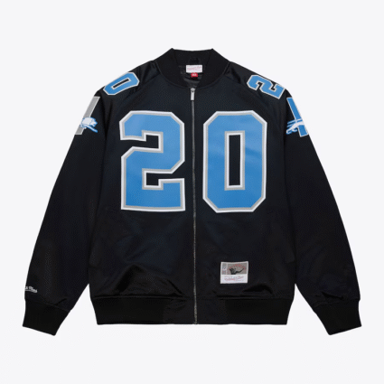 Barry Sanders Black Detroit Lions Maxxed Out Satin Jacket