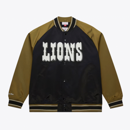 Black Olive Detroit Lions Vintage Double Clutch Satin Jacket