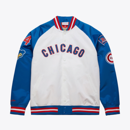 Ernie Banks White Chicago Cubs Satin Raglan Jacket