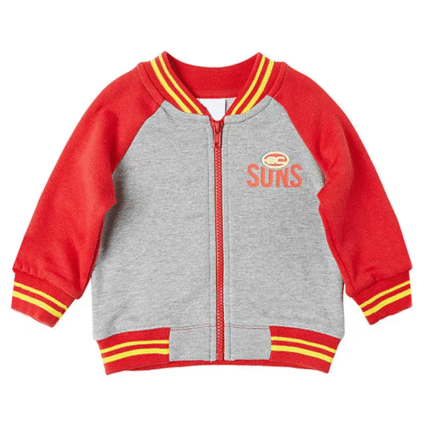 Gold Coast Suns Gray and Red Varsity Fleece Jacket