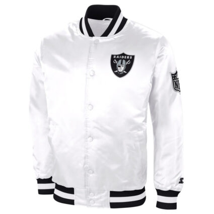Mark Davis Raiders Starter White Fill Satin Jacket