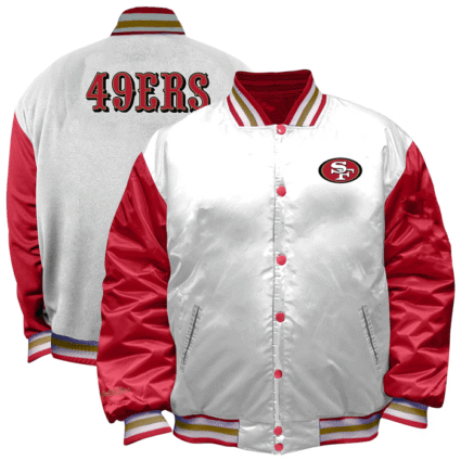 San Francisco 49ers Mitchell & Ness White Satin Jacket