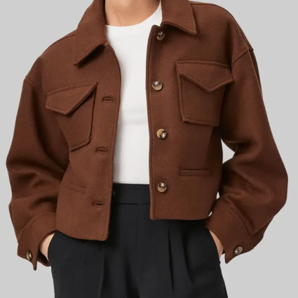 Street Fashion Lucy Hale Brown Wool Jacket