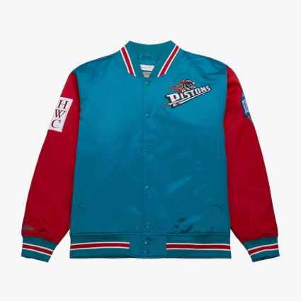 Teal Detroit Pistons Primetime Vintage Satin Jacket