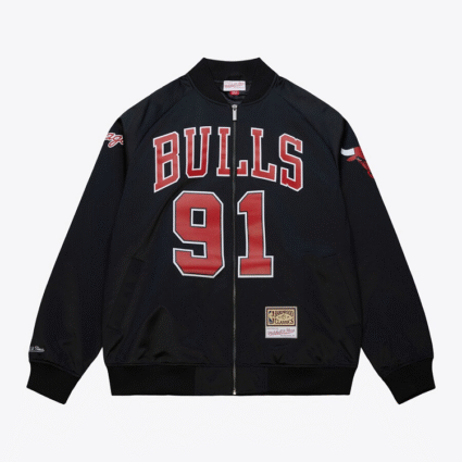 Unisex Dennis Rodman Black Chicago Bulls Maxxed Out Satin Jacket