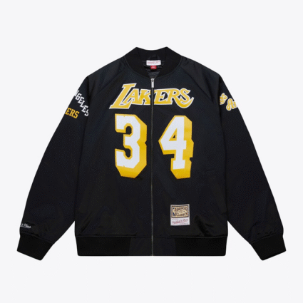 Unisex Shaquille O'Neal Black Los Angeles Lakers Maxxed Out Satin Jacket