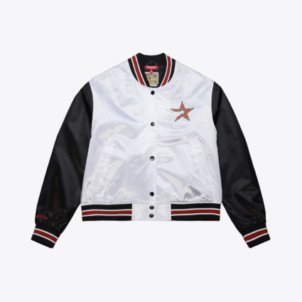 Womens White Houston Astros Cropped Satin Jacket