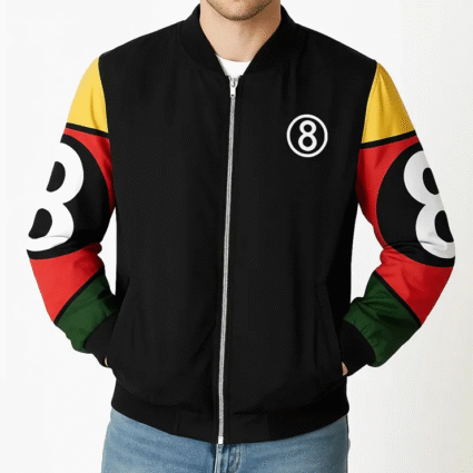 8 Ball Vintage Black Bomber Jacket