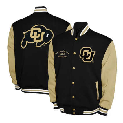Colorado Buffaloes Black and Beige Varsity Jackets