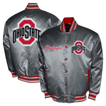 Franchise Clubs Ohio States Buckeyes Varsity Satin Full Snap Jacket
