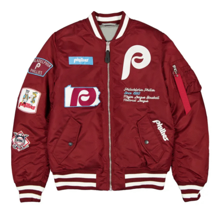 MLB Philadelphia Phillies Maroon Bomber Jacket