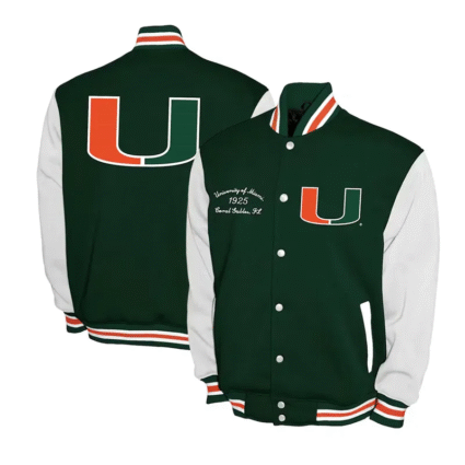 Miami Hurricanes Green and White Varsity Fleece Jackets