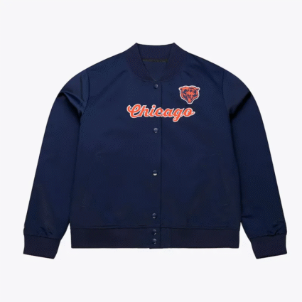 NFL Bomber Navy Chicago Bears Vintage Satin Jacket