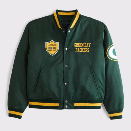 NFL Green Bay Packers Varsity Bomber Satin Jacket
