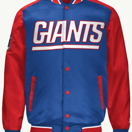 NY Giants Blue and Red Varsity Satin Jacket