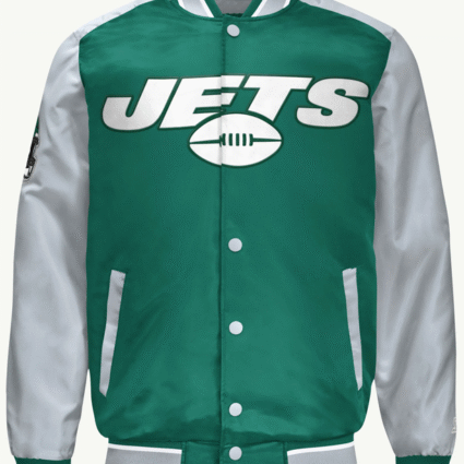 NY Jets Green and Gray Varsity Satin Jacket