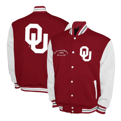 Oklahoma Sooners Crimson and White Varsity Fleece Jacket