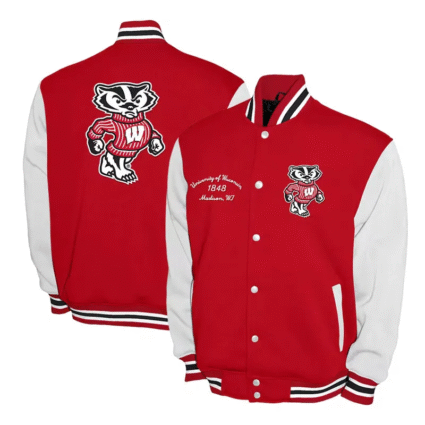 Wisconsin Badgers Cardinal and White Varsity Fleece Jacket