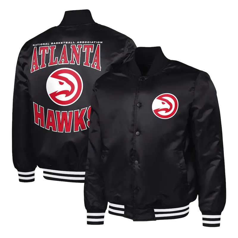 Atlanta Hawks Adaptive Bold Logo Varsity Satin Jacket - Image 6