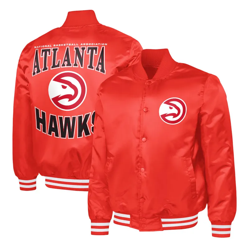 Atlanta Hawks Adaptive Bold Logo Varsity Satin Jacket - Image 3