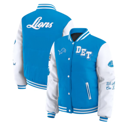 Blue Whites NFL Detroit Lions Puffer Jacket