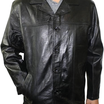 Button Closure Leather Jacket