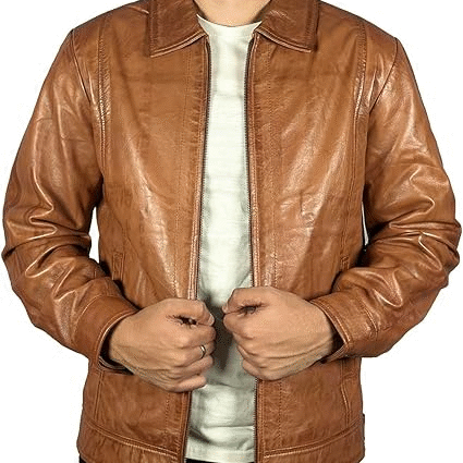Cognac Brown Leather Jacket