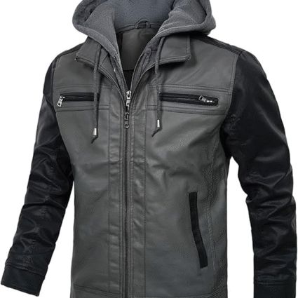 Cowhide Leather Jacket with Detachable Hood