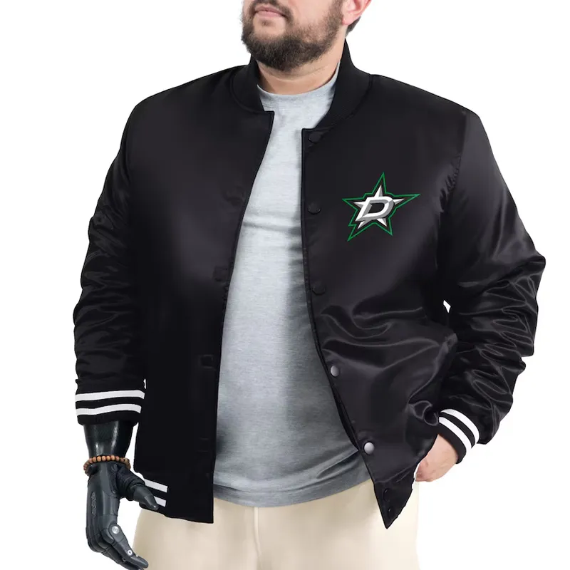 Dallas Stars Adaptive Bold Logo Varsity Satin Jacket - Image 4