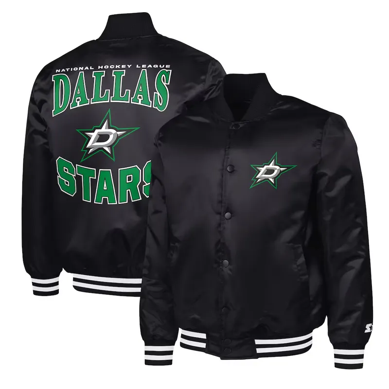 Dallas Stars Adaptive Bold Logo Varsity Satin Jacket - Image 6