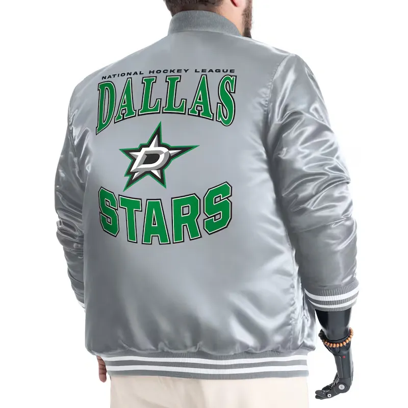 Dallas Stars Adaptive Bold Logo Varsity Satin Jacket - Image 3