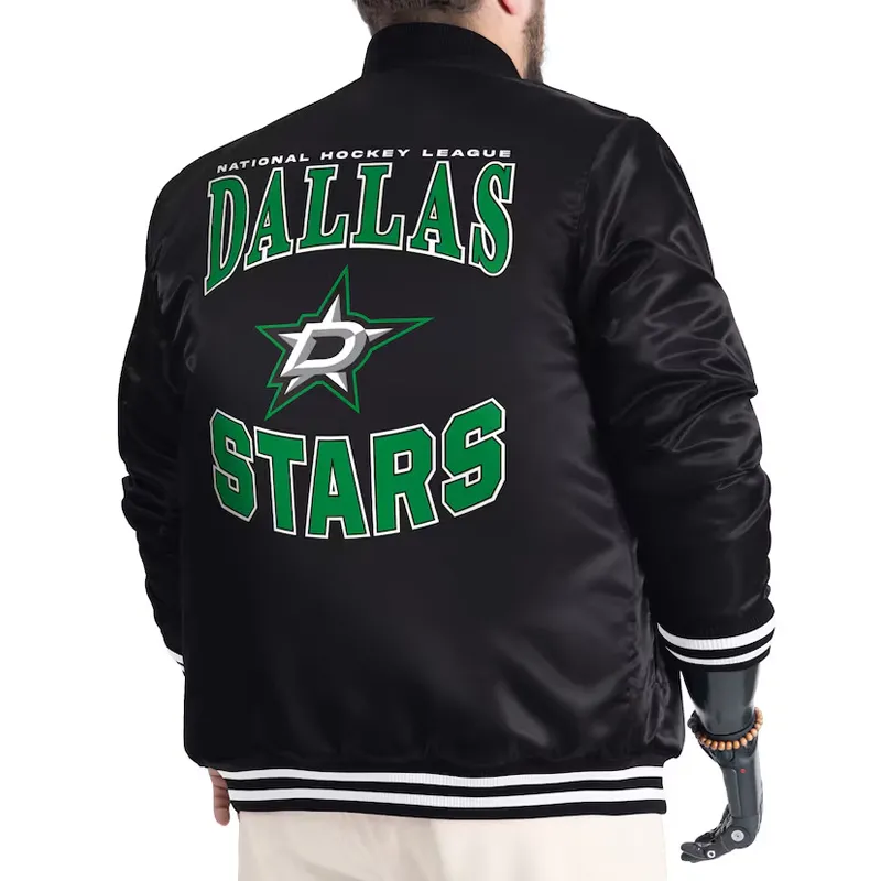 Dallas Stars Adaptive Bold Logo Varsity Satin Jacket - Image 5