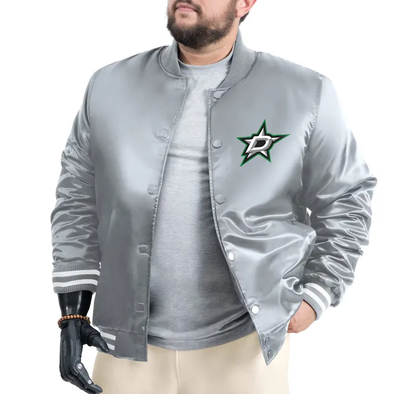 Dallas Stars Adaptive Bold Logo Varsity Satin Jacket - Image 2