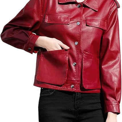 Epaulets Leather Jacket