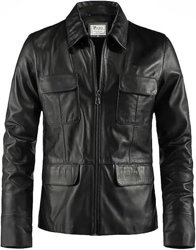 Four-Pocket Design Leather Jacket